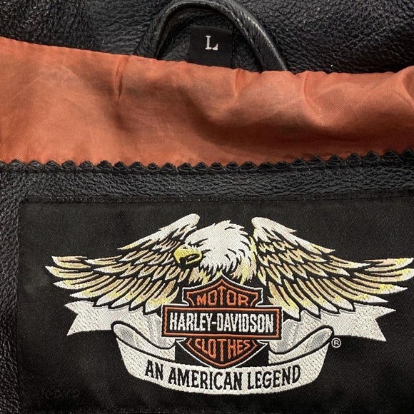 Harley Davidson Authentic Black Leather Studded Flame Bar & Shield Moto Jacket - Picture 12 of 16